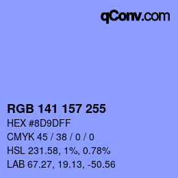 Color code: RGB 141 157 255 | qconv.com