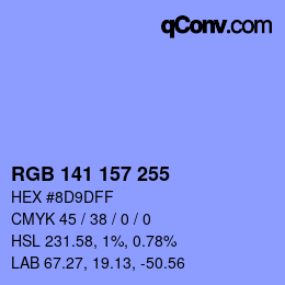 Color code: RGB 141 157 255 | qconv.com