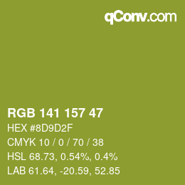 Color code: RGB 141 157 47 | qconv.com