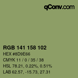 Color code: RGB 141 158 102 | qconv.com