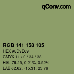 カラーコード: RGB 141 158 105 | qconv.com