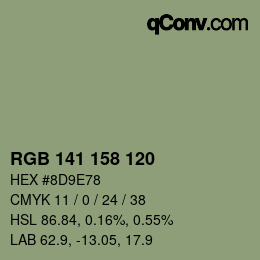 颜色代码: RGB 141 158 120 | qconv.com