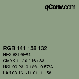 カラーコード: RGB 141 158 132 | qconv.com
