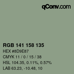 カラーコード: RGB 141 158 135 | qconv.com