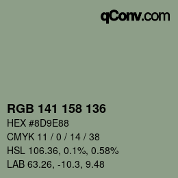 Código de color: RGB 141 158 136 | qconv.com