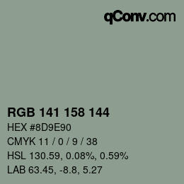 颜色代码: RGB 141 158 144 | qconv.com