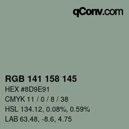 カラーコード: RGB 141 158 145 | qconv.com