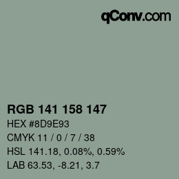 颜色代码: RGB 141 158 147 | qconv.com