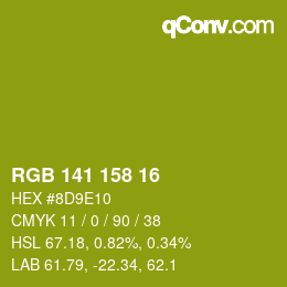颜色代码: RGB 141 158 16 | qconv.com