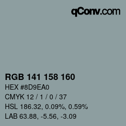 Color code: RGB 141 158 160 | qconv.com