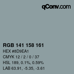Color code: RGB 141 158 161 | qconv.com