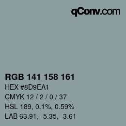 Color code: RGB 141 158 161 | qconv.com