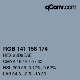 カラーコード: RGB 141 158 174 | qconv.com
