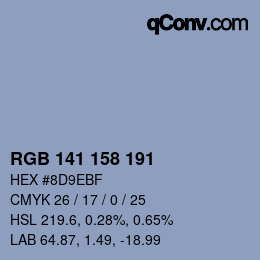 Color code: RGB 141 158 191 | qconv.com
