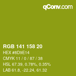 Color code: RGB 141 158 20 | qconv.com