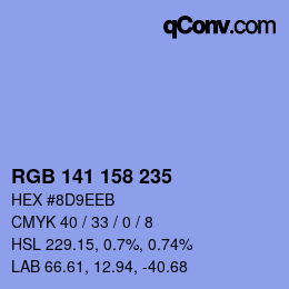 Color code: RGB 141 158 235 | qconv.com