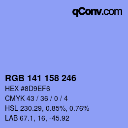 Color code: RGB 141 158 246 | qconv.com