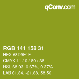 颜色代码: RGB 141 158 31 | qconv.com