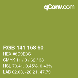 カラーコード: RGB 141 158 60 | qconv.com