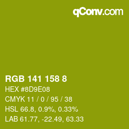 Color code: RGB 141 158 8 | qconv.com