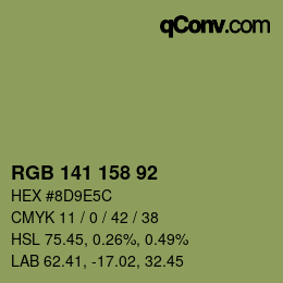 Color code: RGB 141 158 92 | qconv.com