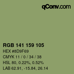 カラーコード: RGB 141 159 105 | qconv.com