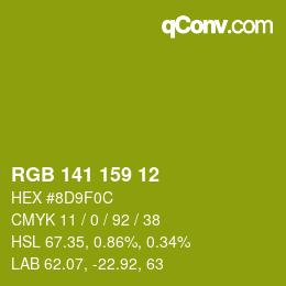 Color code: RGB 141 159 12 | qconv.com