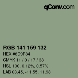 颜色代码: RGB 141 159 132 | qconv.com