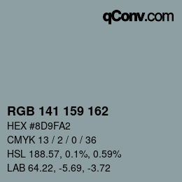 Color code: RGB 141 159 162 | qconv.com