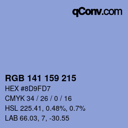 Color code: RGB 141 159 215 | qconv.com