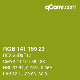 Color code: RGB 141 159 23 | qconv.com