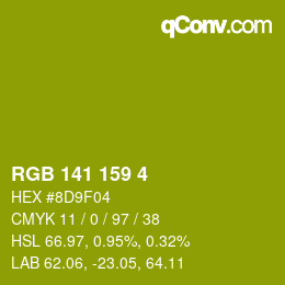 カラーコード: RGB 141 159 4 | qconv.com