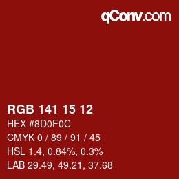Color code: RGB 141 15 12 | qconv.com