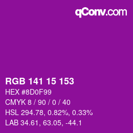 Color code: RGB 141 15 153 | qconv.com