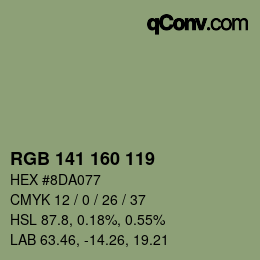 カラーコード: RGB 141 160 119 | qconv.com