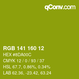 Color code: RGB 141 160 12 | qconv.com