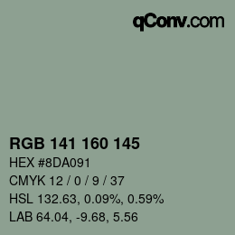 Color code: RGB 141 160 145 | qconv.com