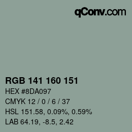 Color code: RGB 141 160 151 | qconv.com