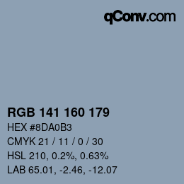 Color code: RGB 141 160 179 | qconv.com