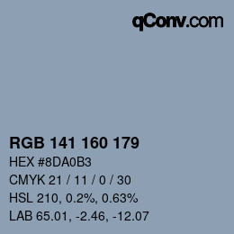 Color code: RGB 141 160 179 | qconv.com