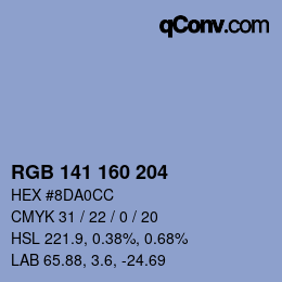 カラーコード: RGB 141 160 204 | qconv.com
