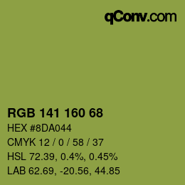 Color code: RGB 141 160 68 | qconv.com