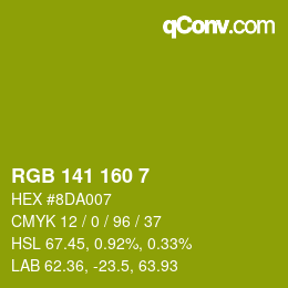 Color code: RGB 141 160 7 | qconv.com