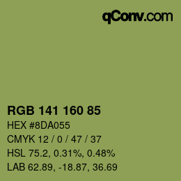 颜色代码: RGB 141 160 85 | qconv.com