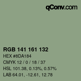 Color code: RGB 141 161 132 | qconv.com