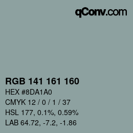 Color code: RGB 141 161 160 | qconv.com