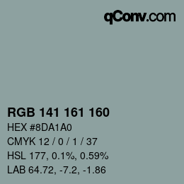 Color code: RGB 141 161 160 | qconv.com