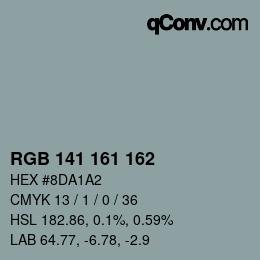 Color code: RGB 141 161 162 | qconv.com