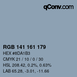 カラーコード: RGB 141 161 179 | qconv.com