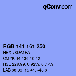 カラーコード: RGB 141 161 250 | qconv.com